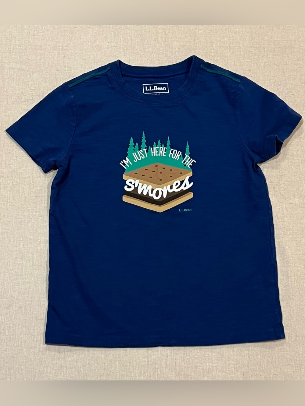 L.L. Bean Kids Navy 'S'mores' Graphic Tee Short Sleeve Style 506936 Size 5/6